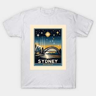 Vintage Retro Travel - Starry Night Over Sydney T-Shirt